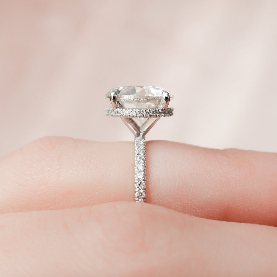 4.50CT Round Moissanite Hidden Halo Pave Setting Engagement Ring