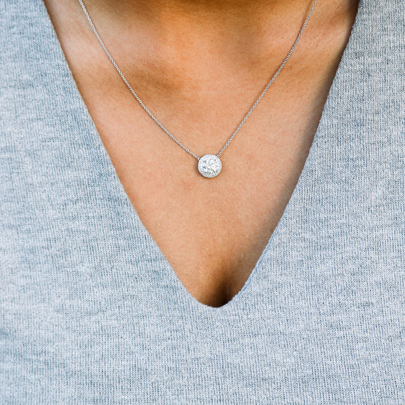 0.50CT Round Brilliant Cut Moissanite Halo Necklace