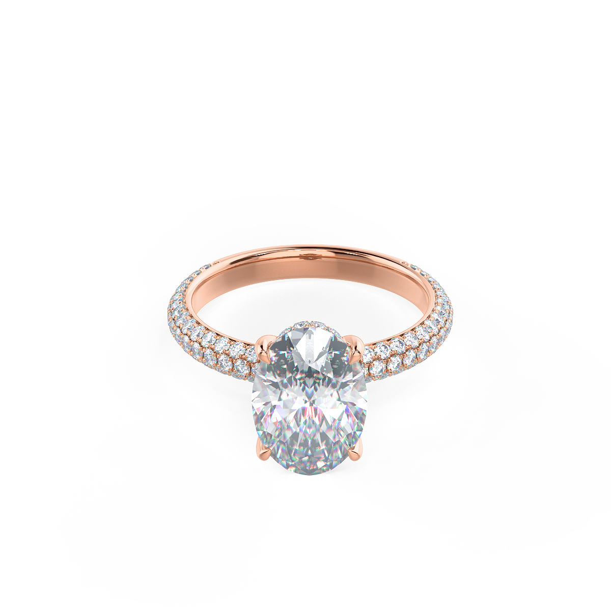 1.50CT Oval Cut Moissanite Three Side Pave Setting Engagement Ring