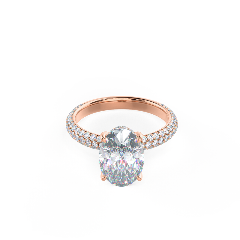 1.50CT Oval Cut Moissanite Three Side Pave Setting Engagement Ring