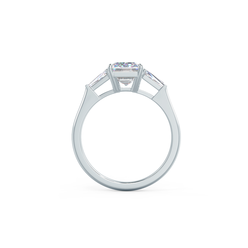3.0CT Emerald Cut Moissanite 3 Stones Engagement Ring