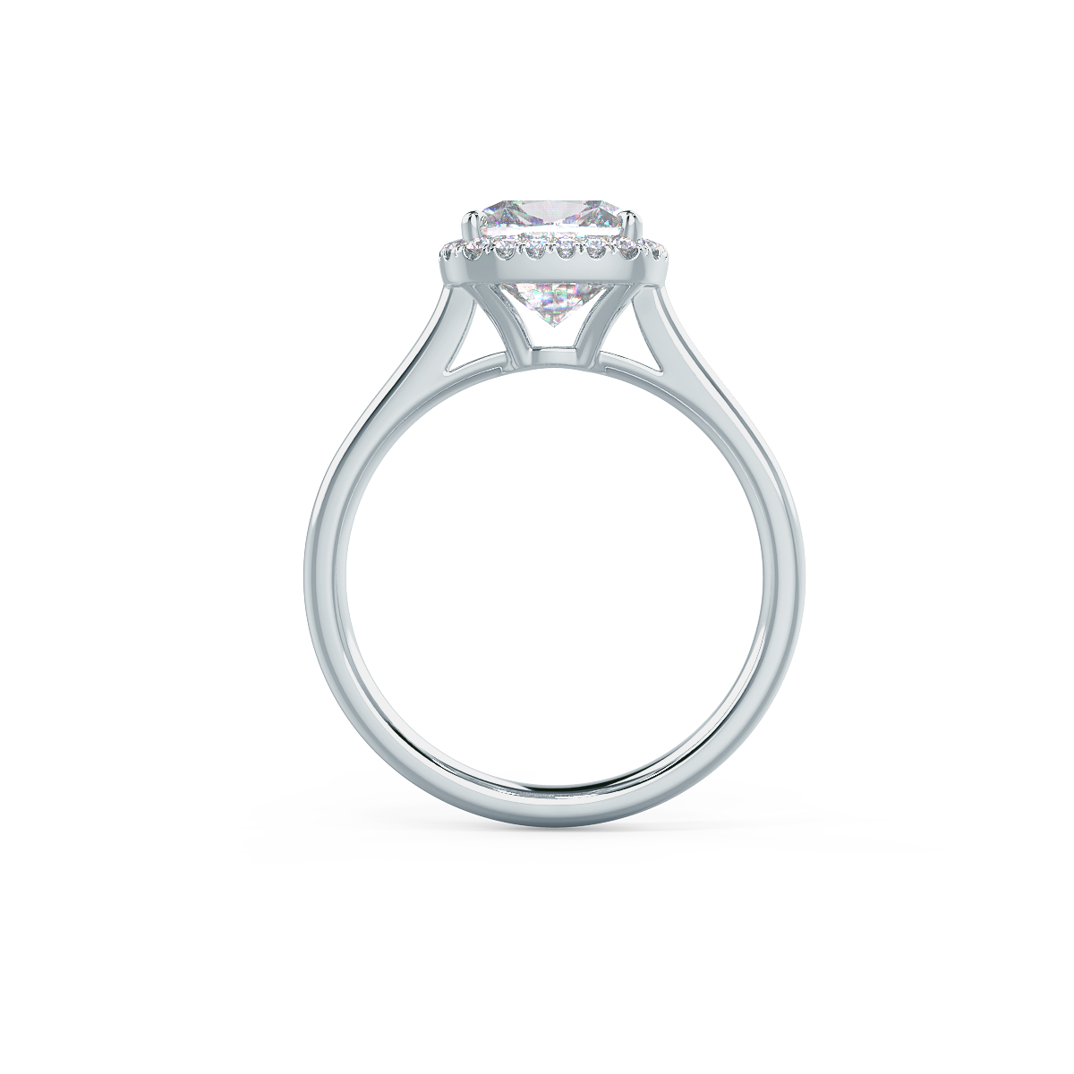 2.0CT Cushion Cut Moissanite Halo Engagement Ring