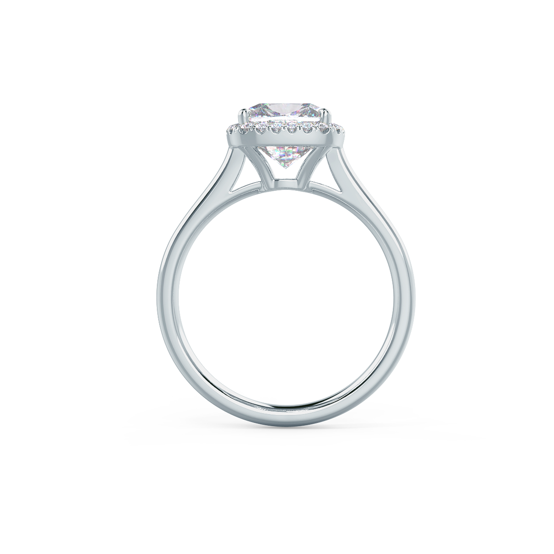 2.0CT Cushion Cut Moissanite Halo Engagement Ring