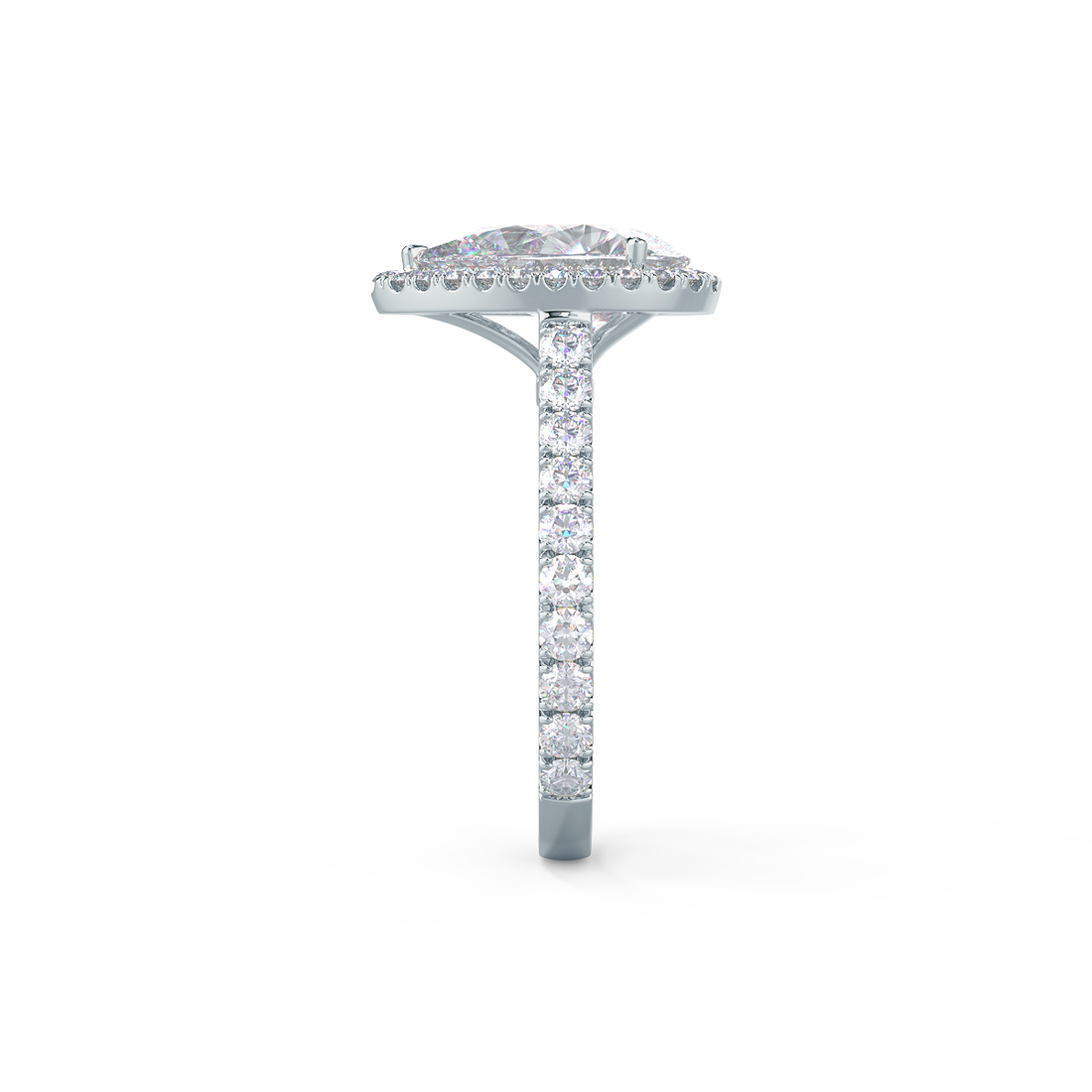 2.0CT Pear Cut Moissanite Halo Pave Setting Engagement Ring
