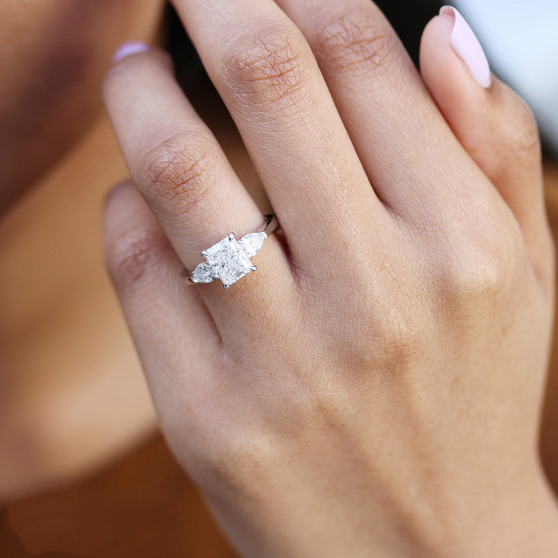 2.0CT Radiant Cut Moissanite Pear Diamond Engagement Ring