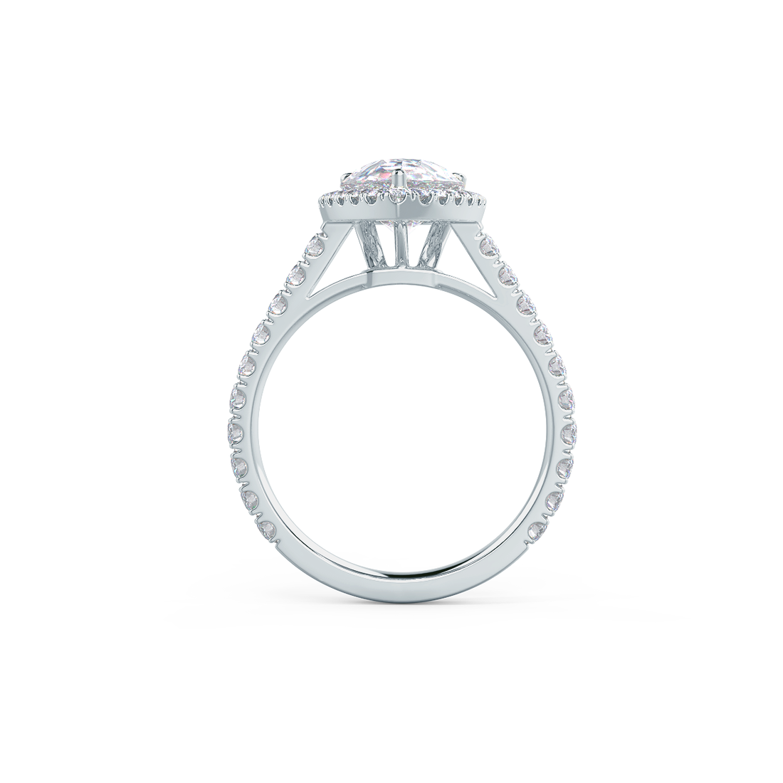 2.0CT Pear Cut Moissanite Halo Pave Setting Engagement Ring