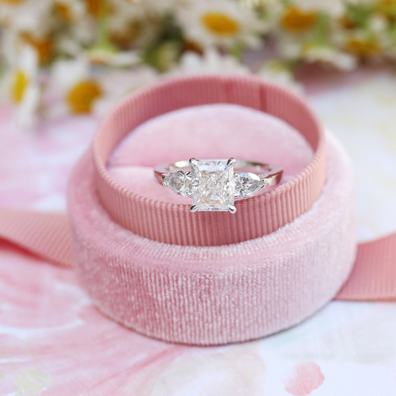 2.0CT Radiant Cut Moissanite Pear Diamond Engagement Ring