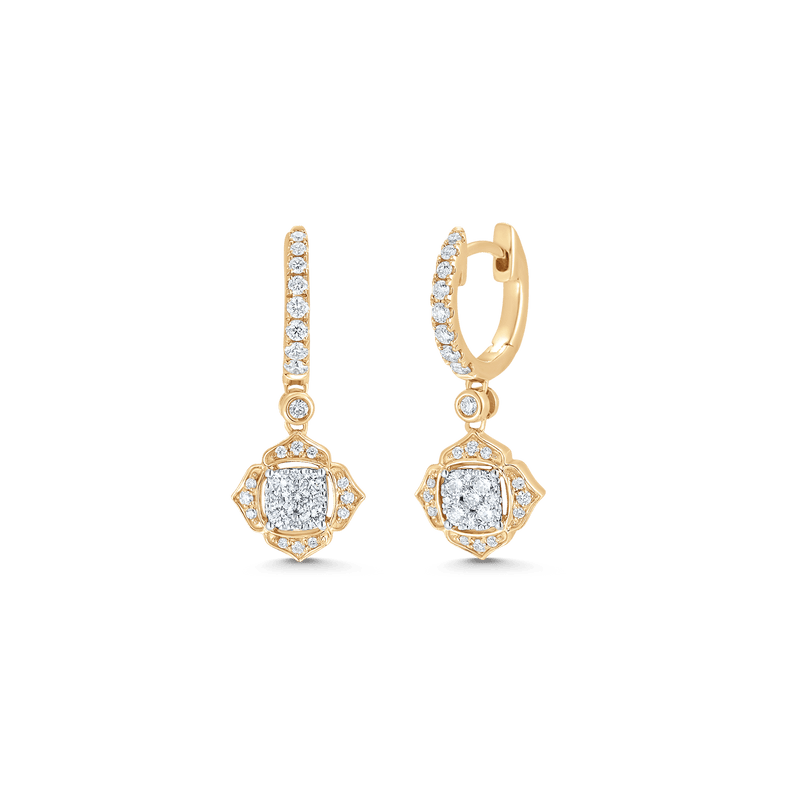 0.58 TCW Round Moissanite Diamond Drop Huggie Earrings