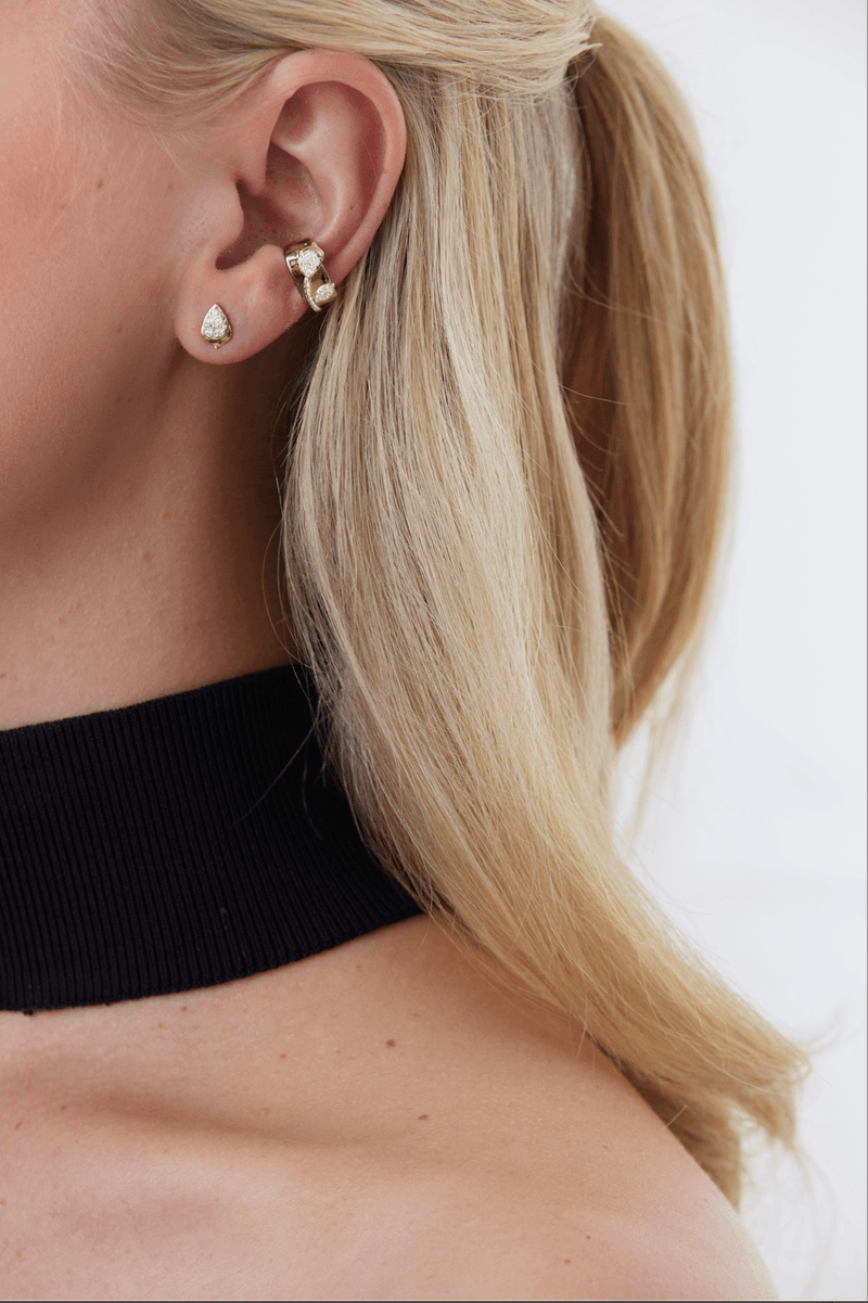 0.12 TCW Round Moissanite Diamond Thick Ear Cuff Earrings