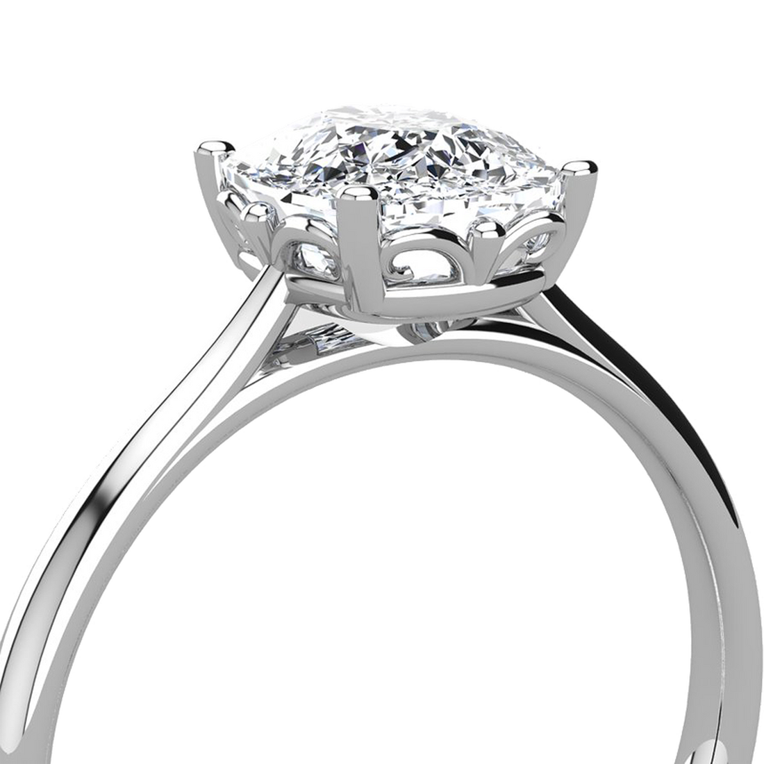 1.80CT Cushion Cut Moissanite Solitaire Engagement Ring