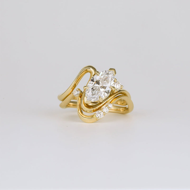1.50CT-2.50CT Marquise Cut Diamond Unique Curved Engagement Ring