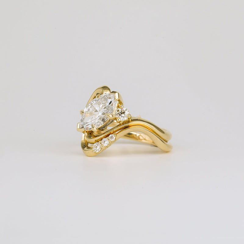 1.50CT-2.50CT Marquise Cut Diamond Unique Curved Engagement Ring