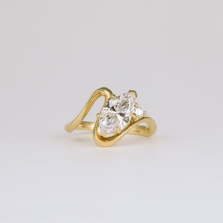 1.50CT-2.50CT Marquise Cut Diamond Unique Curved Engagement Ring