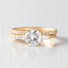 1.0CT Round & Baguette Three Stone Moissanite Engagement Ring