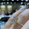 2.0 CT-4.0 CT Radiant CVD Diamond Pave Setting Engagement Ring