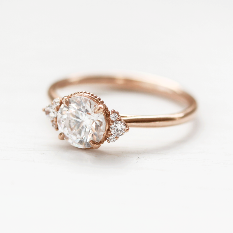 1.20CT Round Cut Vintage Inspired Moissanite Engagement Ring