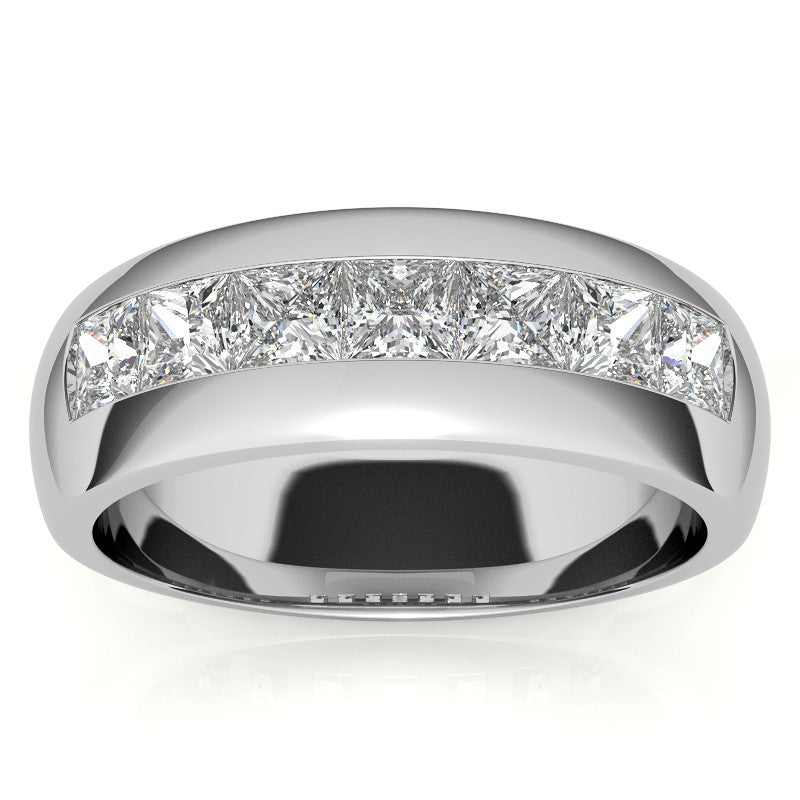 1.96ct Princess Cut Moissanite Channel Set Men's Wedding Band