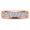 7mm Princess Cut Five Stone Moissanite Men's Wedding Band In Rose Gold