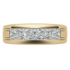 7mm Princess Cut Five Stone Moissanite Men's Wedding Band In Rose Gold