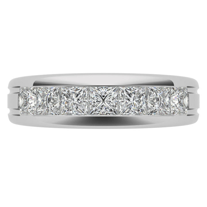 6mm Princess Cut Channel Set Moissanite Men's Wedding Band