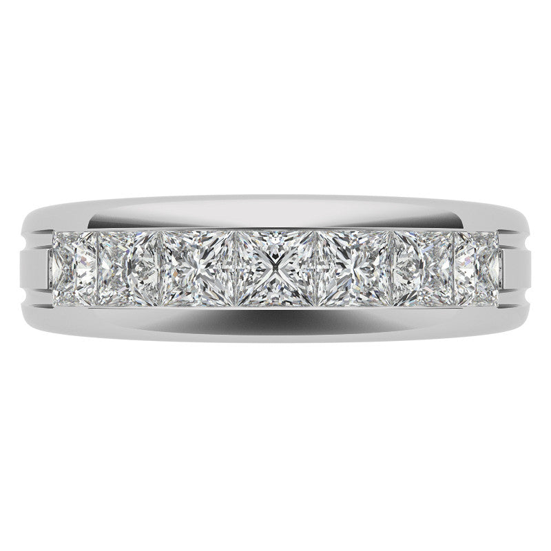 6mm Princess Cut Channel Set Moissanite Men's Wedding Band