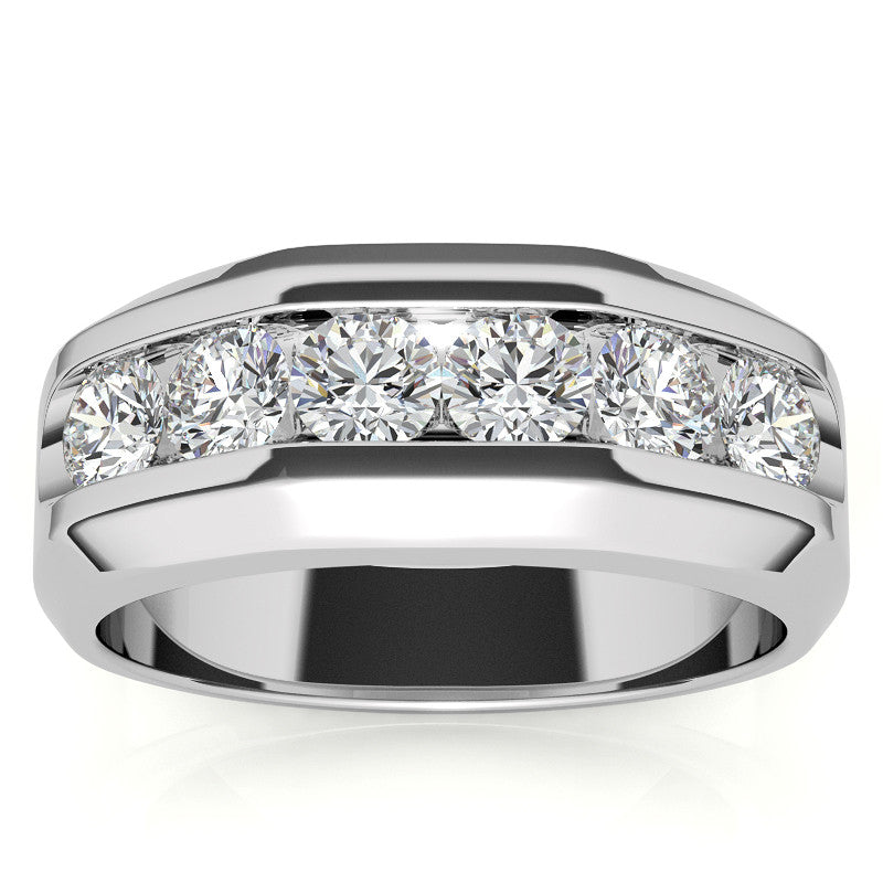 1.5ct Round Cut Moissanite Channel Set Men's Wedding Band