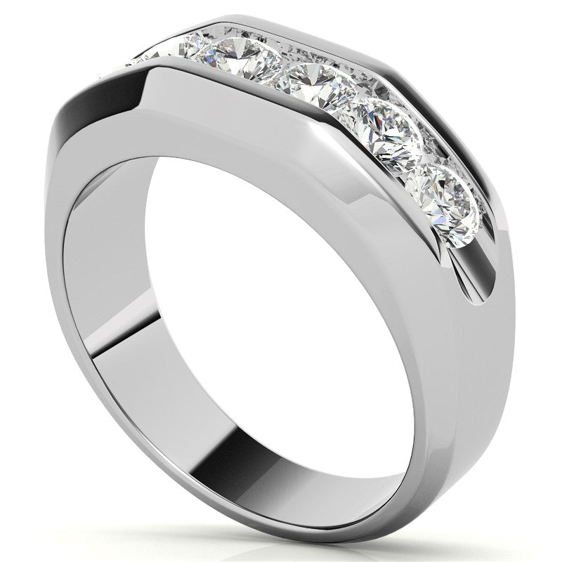 1.5ct Round Cut Moissanite Channel Set Men's Wedding Band