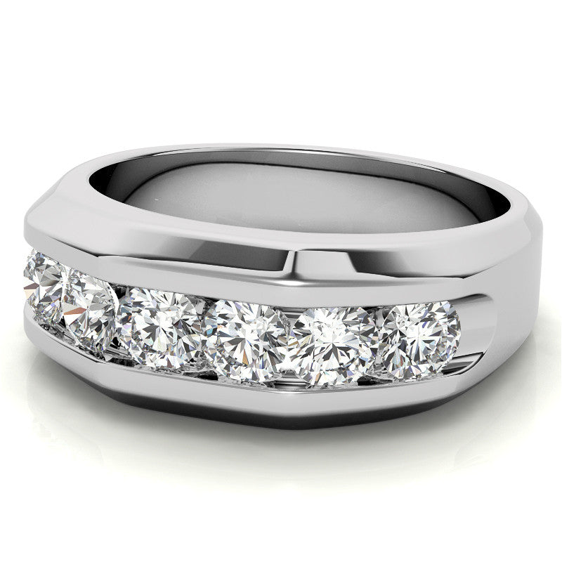 1.5ct Round Cut Moissanite Channel Set Men's Wedding Band
