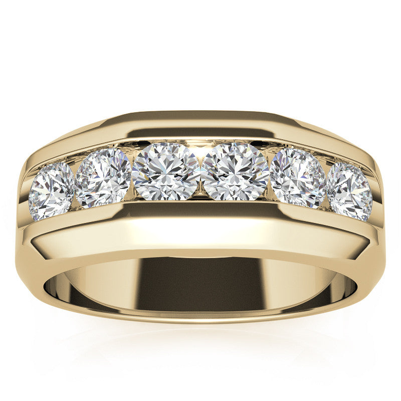 1.5ct Round Cut Moissanite Channel Set Men's Wedding Band
