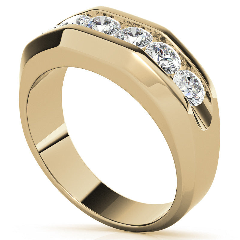 1.5ct Round Cut Moissanite Channel Set Men's Wedding Band