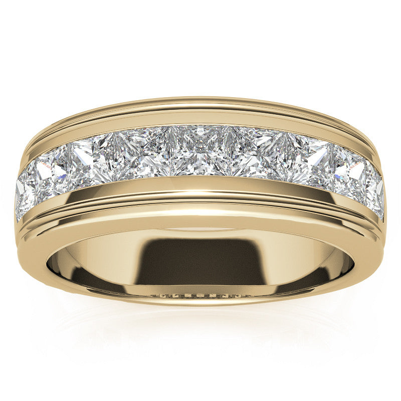 7mm Princess Cut Channel Set Moissanite Men's Wedding Band