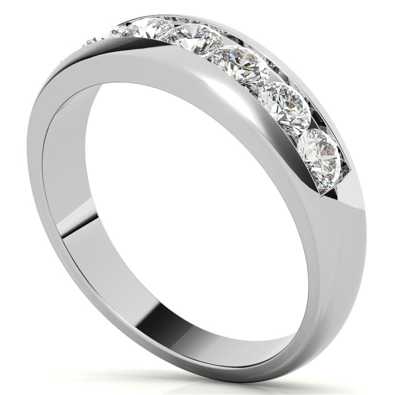 6mm Round Cut Seven Stone Moissanite Men's Wedding Band