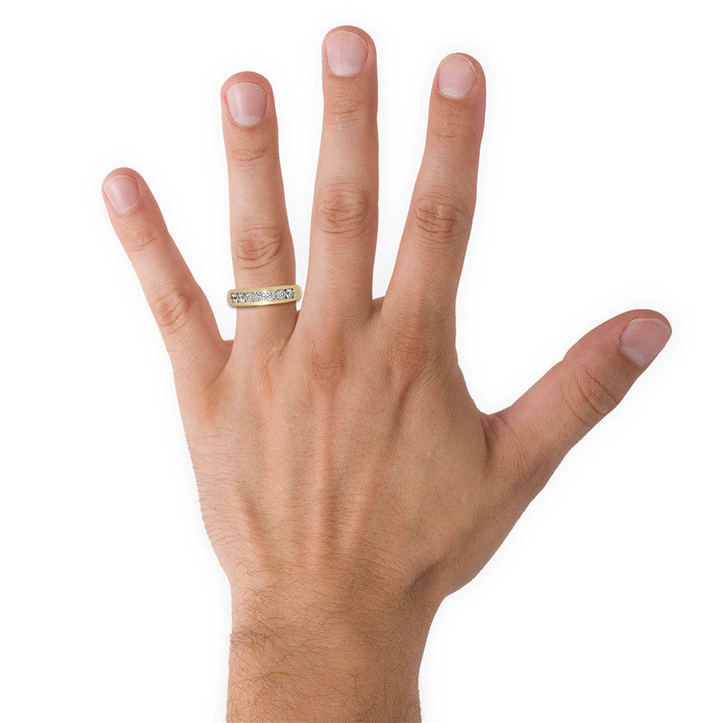 6mm Round Cut Seven Stone Moissanite Men's Wedding Band