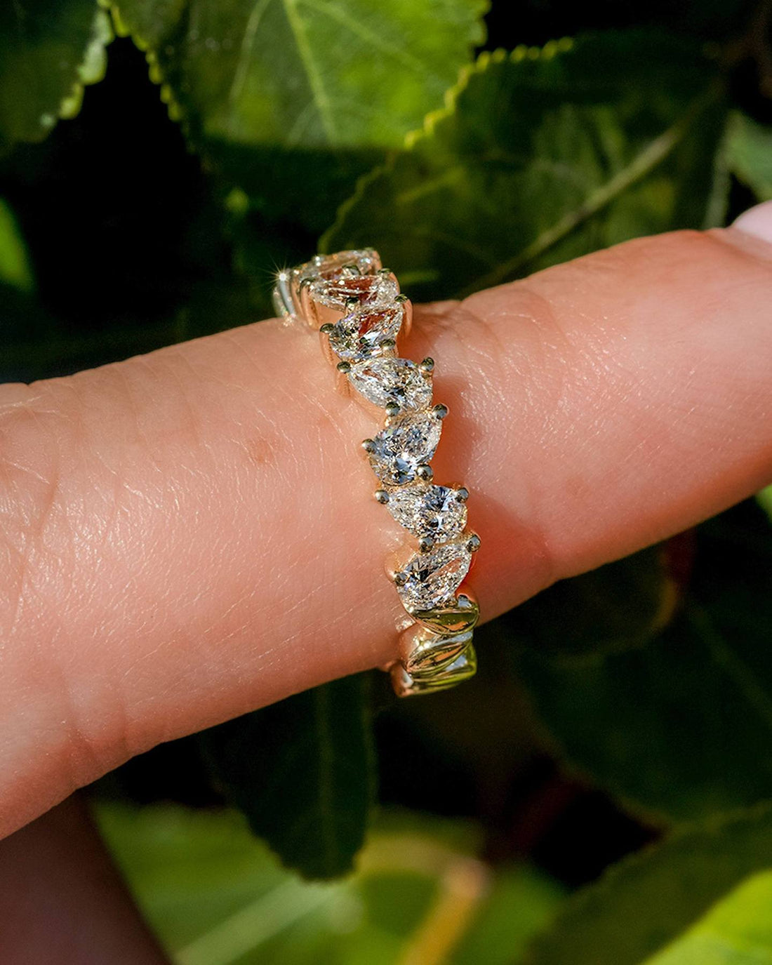 1.50CTW Pear Cut Moissanite Full Eternity Wedding Band