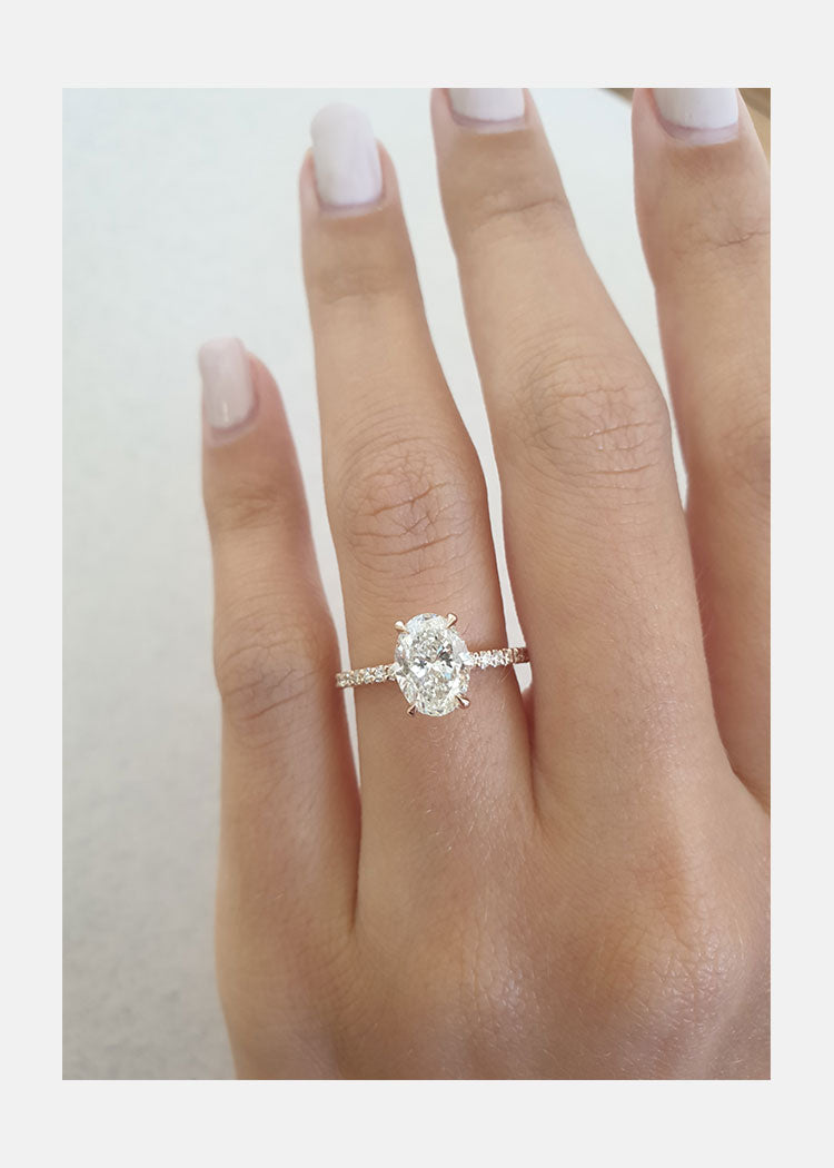 1.50ct Oval Cut Solitaire Pave Setting Moissanite Engagement Ring