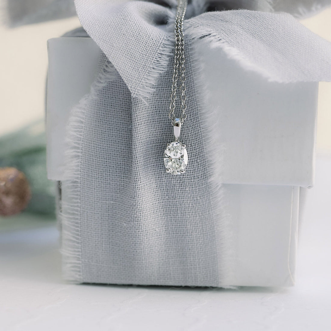 0.35CT-1.50CT Oval Cut Moissanite Solitaire Layering Necklace