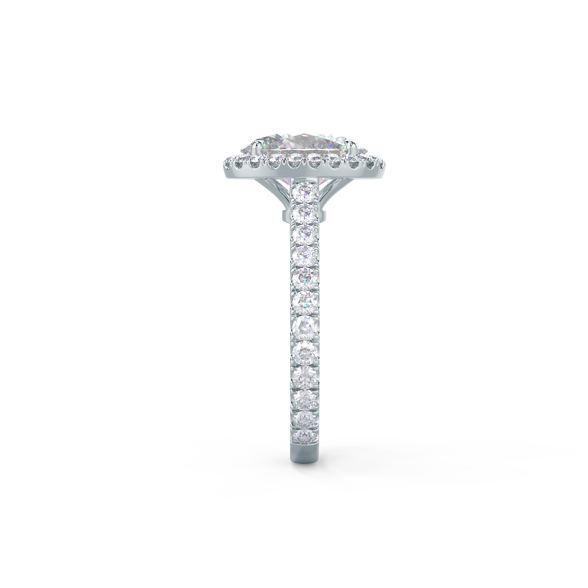 2.15CT Oval Moissanite Halo Pave Setting Diamond Engagement Ring