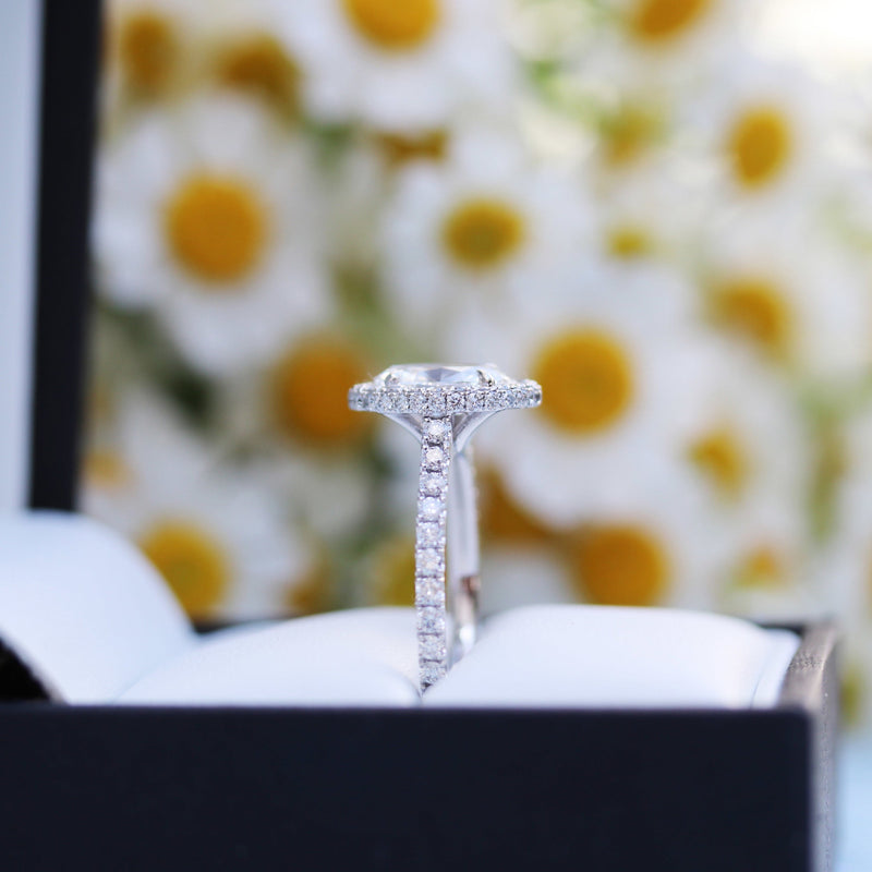 1.50CT Radiant Cut Moissanite Double Halo Engagement Ring