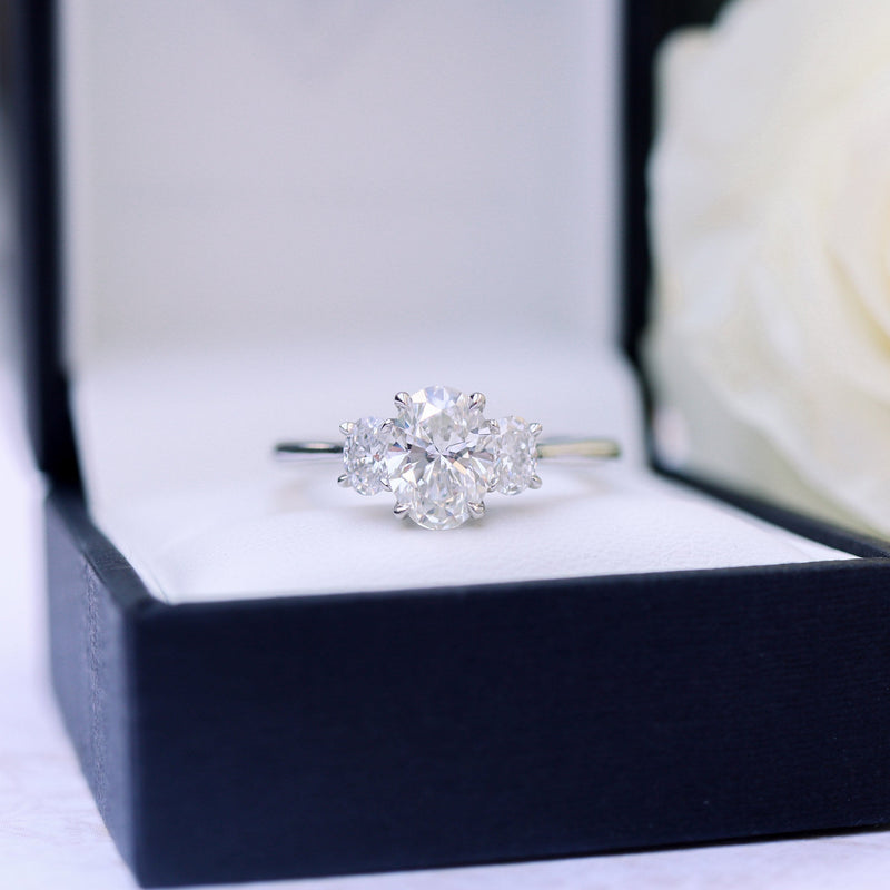 1.50CT Oval Cut Moissanite Three Stones Engagement Ring