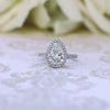 2.0CT Pear Cut Moissanite Halo Pave Setting Engagement Ring