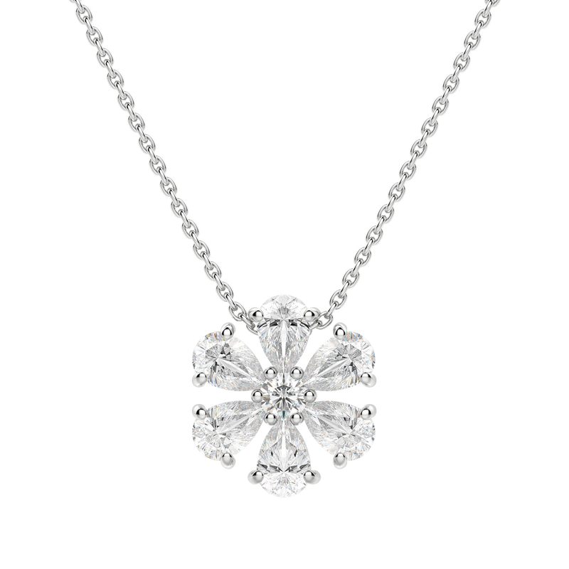 0.7 CT Pear and Round Cut Moissanite Petal Necklace
