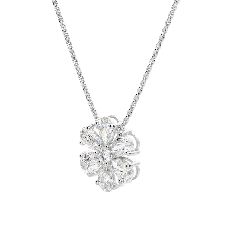 0.7 CT Pear and Round Cut Moissanite Petal Necklace