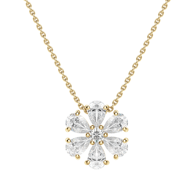 0.7 CT Pear and Round Cut Moissanite Petal Necklace