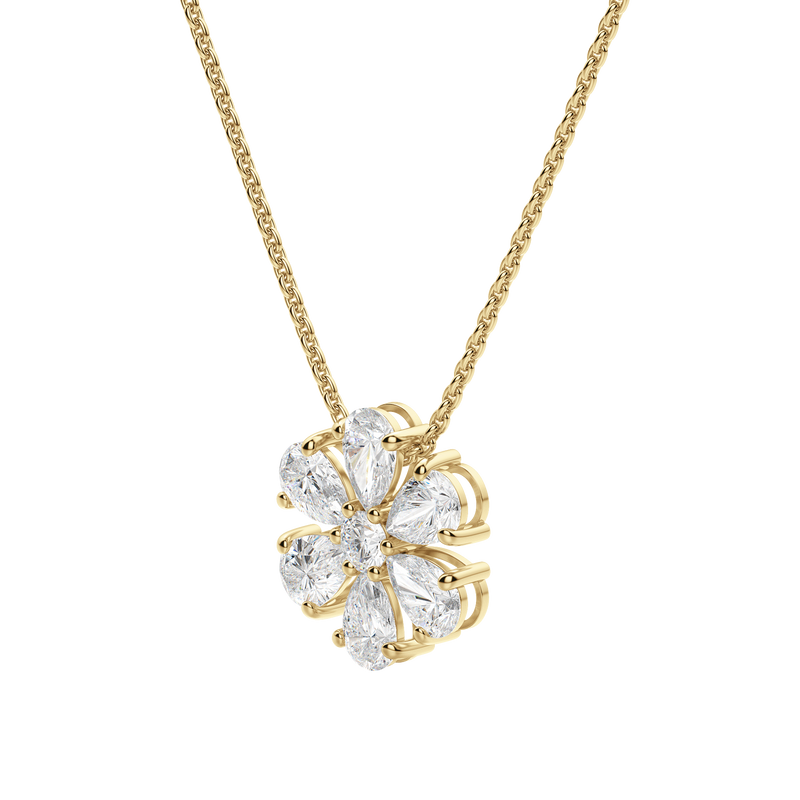 0.7 CT Pear and Round Cut Moissanite Petal Necklace