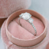 2.0CT Round Moissanite Three Stone Pave Setting Engagement Ring