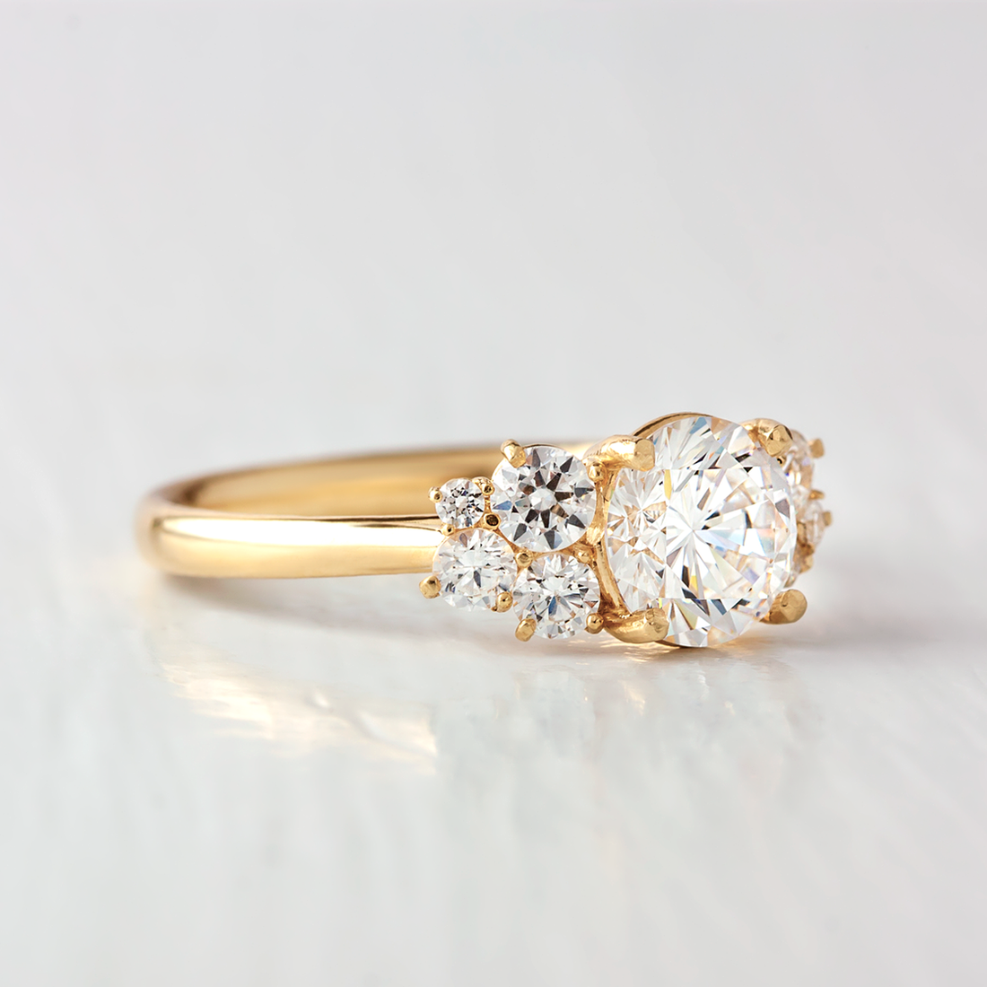 1.0CT Round Cut Cluster Style Moissanite Engagement Ring