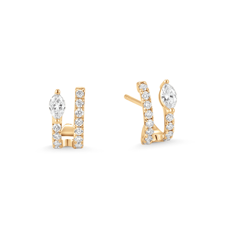 0.49 TCW Round & Marquise Moissanite Diamond Hoop Huggie Earrings