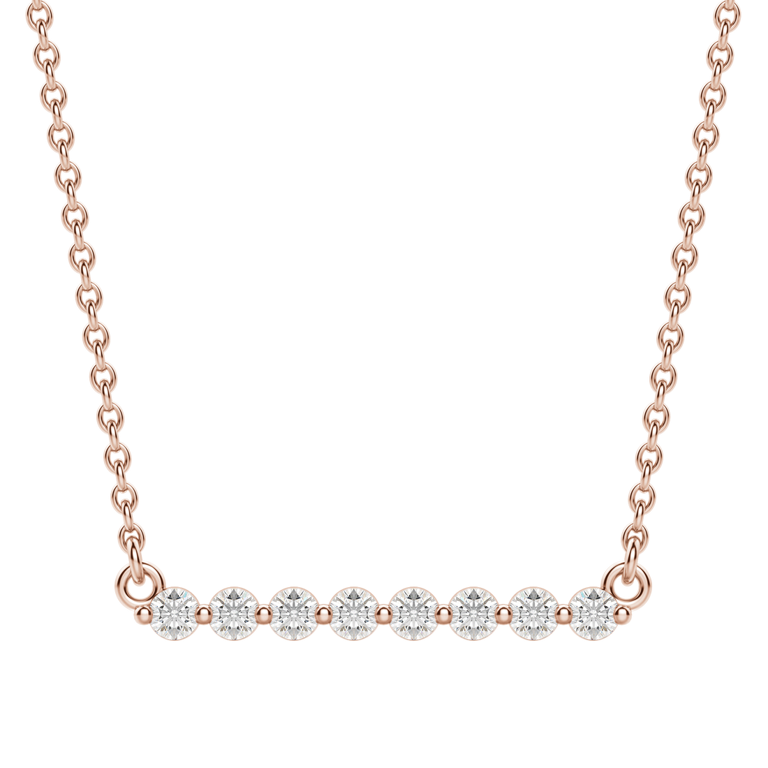 0.24 CT Round Cut Moissanite Shared Prong Necklace