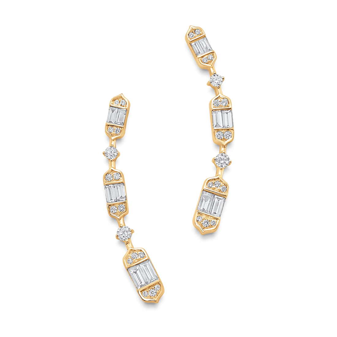 0.46 TCW Round & Baguette Moissanite Diamond Ear Crawler Earrings