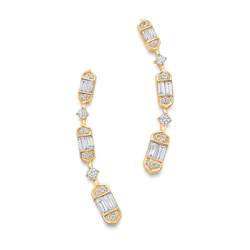 0.46 TCW Round & Baguette Moissanite Diamond Ear Crawler Earrings